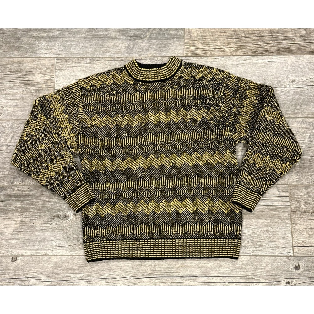 Vtg Tulliano Men's Sweater Sz M Silk Black & Yellow